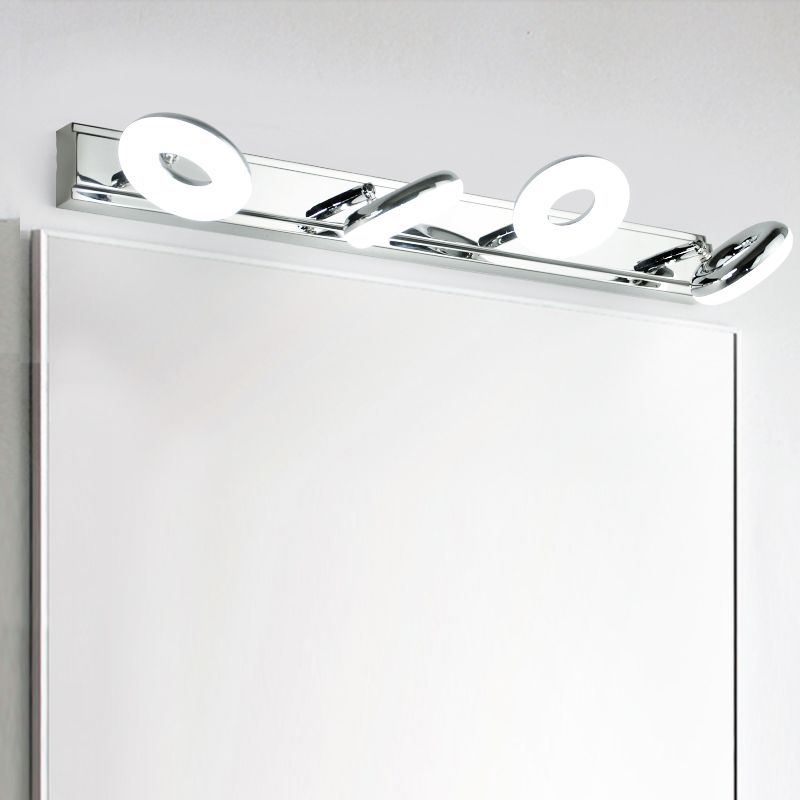 Lámpara de espejo simple moderno lámpara de espejo de acero inoxidable de acero inoxidable luz de espejo de maquillaje ajustable para baño