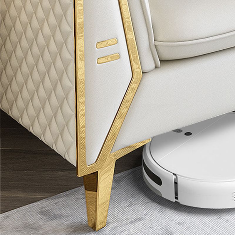 Divano a cuscini in pelle autentica contemporanea 36.61 "divano a cuscino alto, bianco