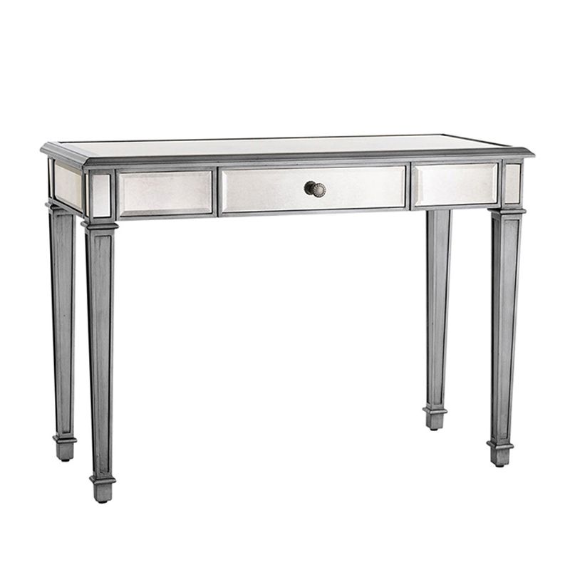 Sliver Vanity Set with 3 Storage Drawers Glass Make-up Vanity, 17.71" Wide