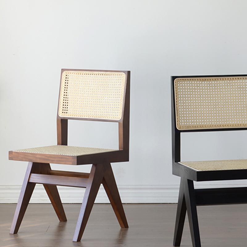 Contemporary Rattan Chair Open Back Dining Side Furniture in Matte Finish for Indoor