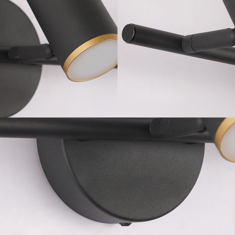 Black/White Cylinder Vanity Lighting with Linear Design Contemporary Led Metal Wall Vanity Lamp in White/Warm Light