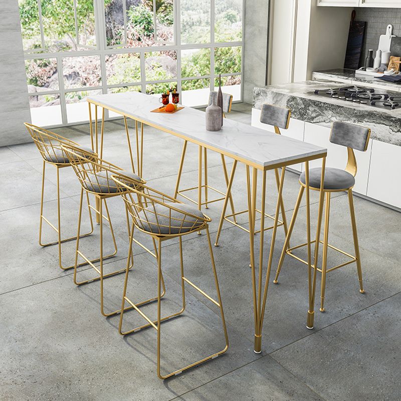 Stone Bar Dining Table Modern Rectangle Bar Table with 4 Legs Pedestal for Kitchen