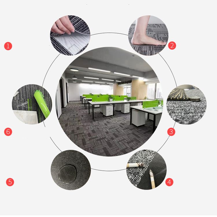 Modern Carpet Floor Tile Self Adhesive Level Loop Fade Resistant Carpet Tile