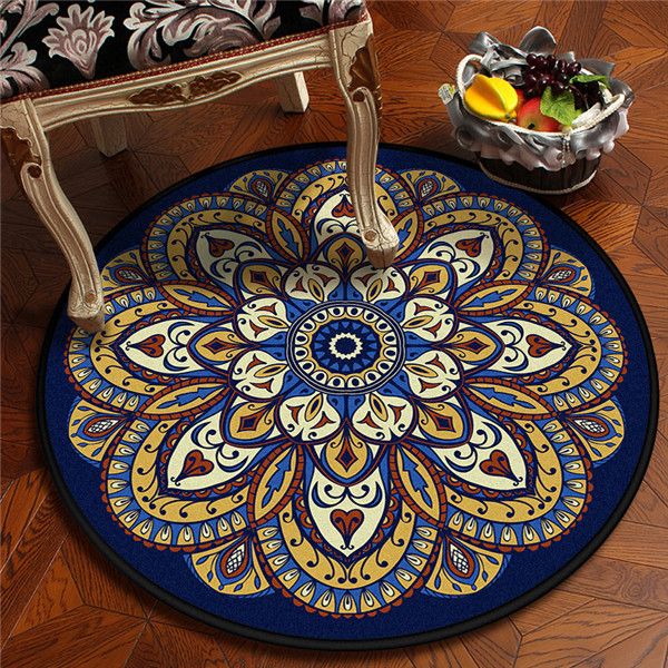 Vintage Dark Blue Americana Rug Polyester Southwestern Rug Washable Carpet for Bedroom