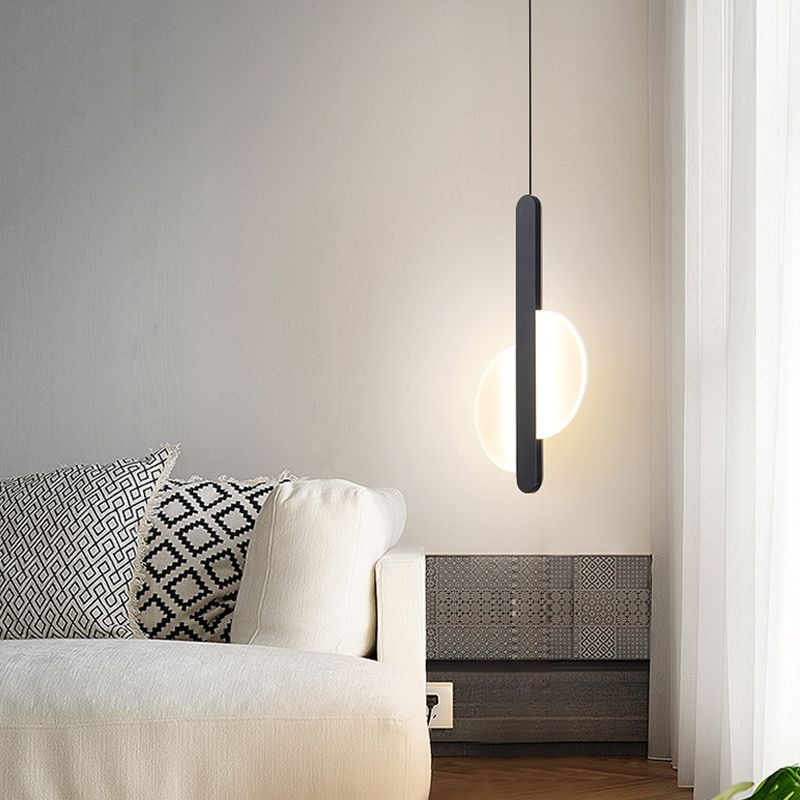 Luminaires suspendus noirs Light lampe à suspension à LED ronde moderne pour chambre à coucher