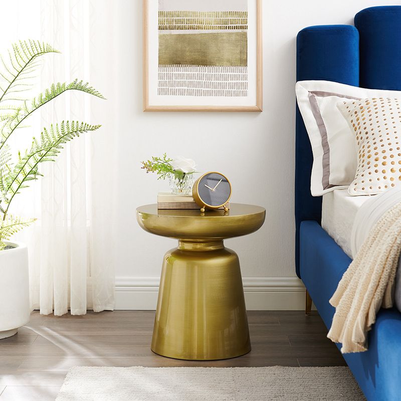 16.9"/23.6" Tall Pedestal Metal End Table Round Solid Color Side End Table