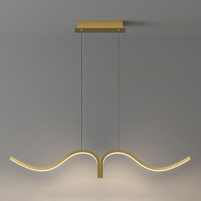 Contemporary Waves Island Light Metal 2 Light  Island Lighting Fixtures for Kitchen