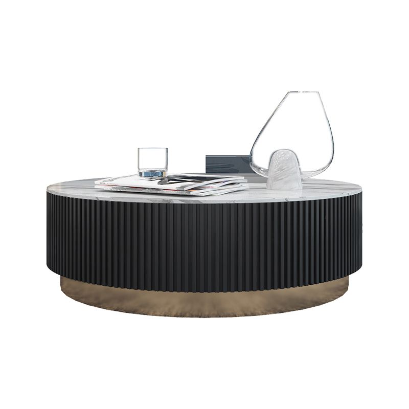 Modern Style Round White Black Metal Four-legged Coffee Table