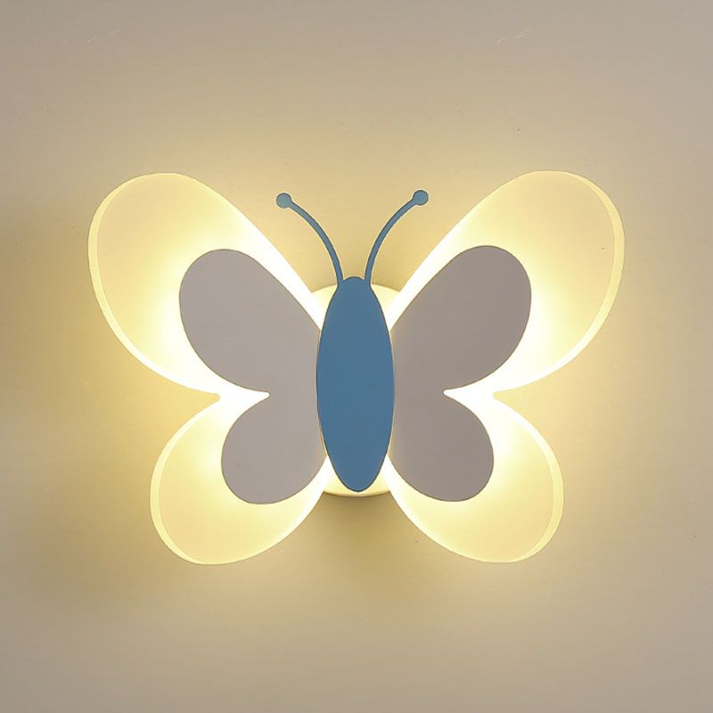 Cartoon Acrylic Wall Lighting 1-Light Butterfly Sconce Light for Children's Room