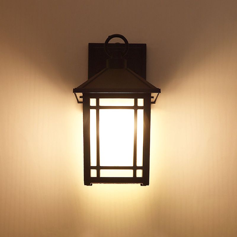 Geometric Shape Glass Wall Mount Light Industrial Style 1-Light Wall Light Sconce in Black