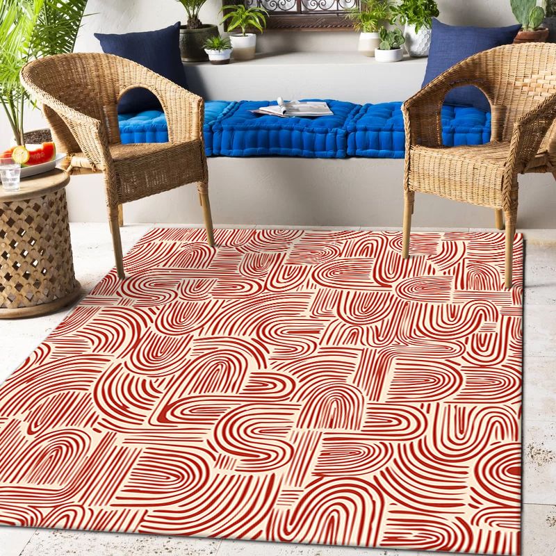 Light Orange Rug Polyester Graphic Rug Non-Slip Backing Rug for Home Decoration