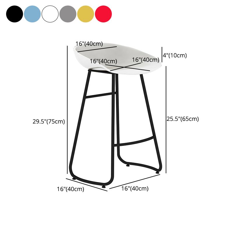Simple Iron Low Back Barstool Nordic Indoor Tall Stool with Bucket Seat