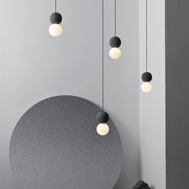 1 Light Stone Pendant Light Modern Minimalist Suspension Lighting for Bedroom