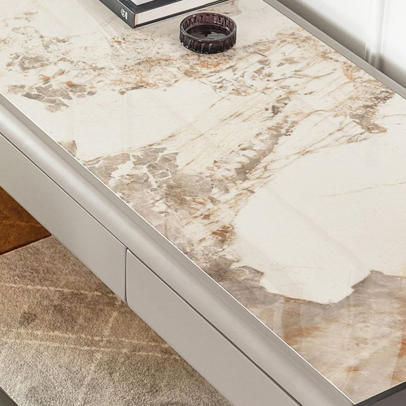 Contemporary Style Stone Office Desk Rectangular Shape Task Desk with 2 Legs