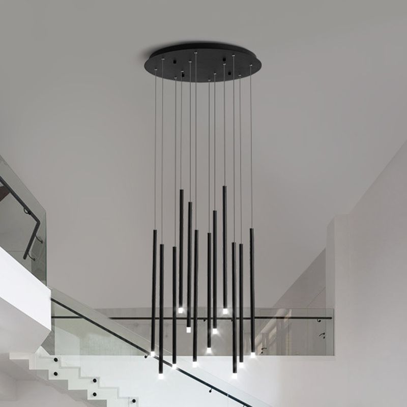 LED Sticks Pendant Lighting Minimalistic Metal Staircase Ceiling Suspension Lamp with Acrylic Shade