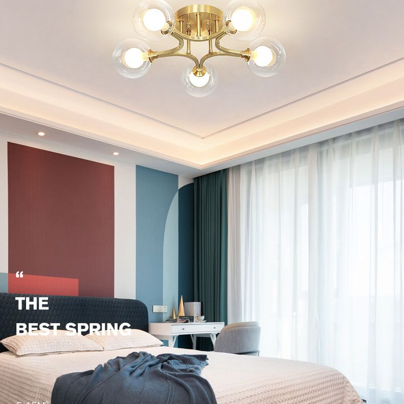 Burbujas de vidrio Semi-Flush Light Modern Style Semi Flush Lighting para dormitorio