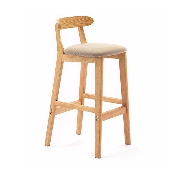 Scandinavian Rubberwood Home Stool Matte Finish Upholstered Footrest Barstool
