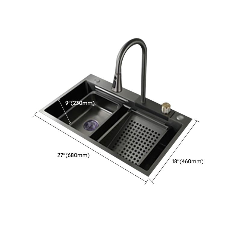 Modern Kitchen Sink Stainless Steel Noise-cancelling Drop-In Kitchen Sink with Faucet