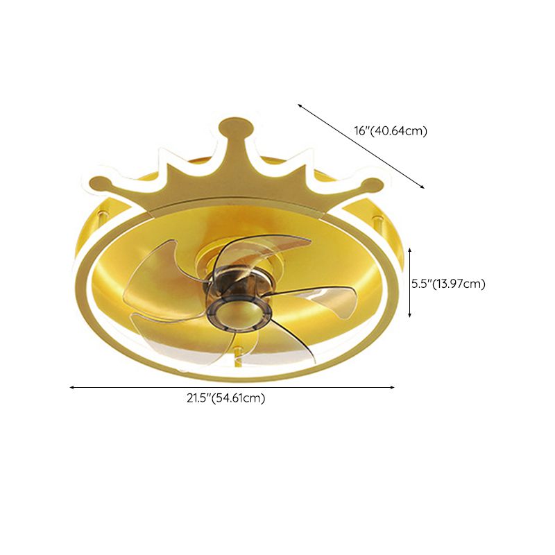 5-Blade LED Children Ceiling Fan Metallic Golden Fan with Light for Home
