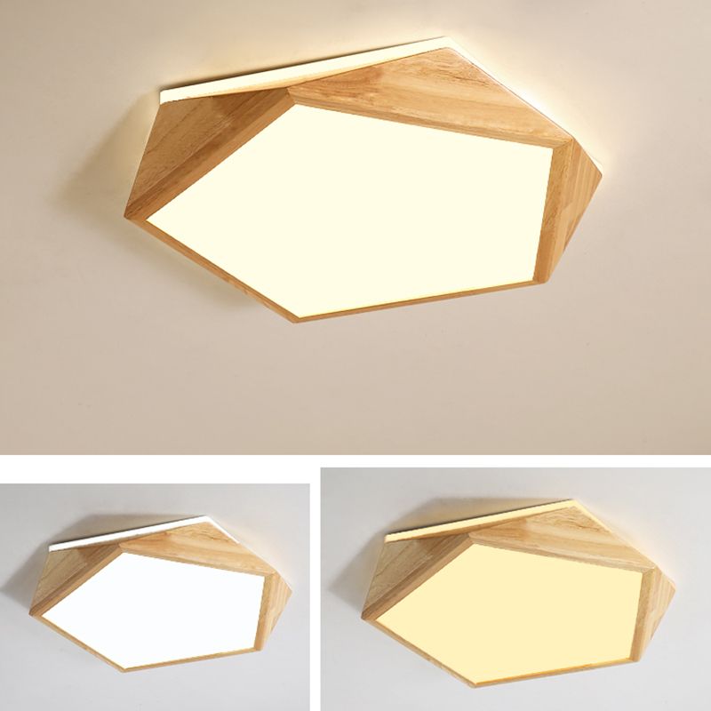 Wooden Flush Mount Ceiling Lighting Fixture Modern LED Ceiling Light for Bedroom