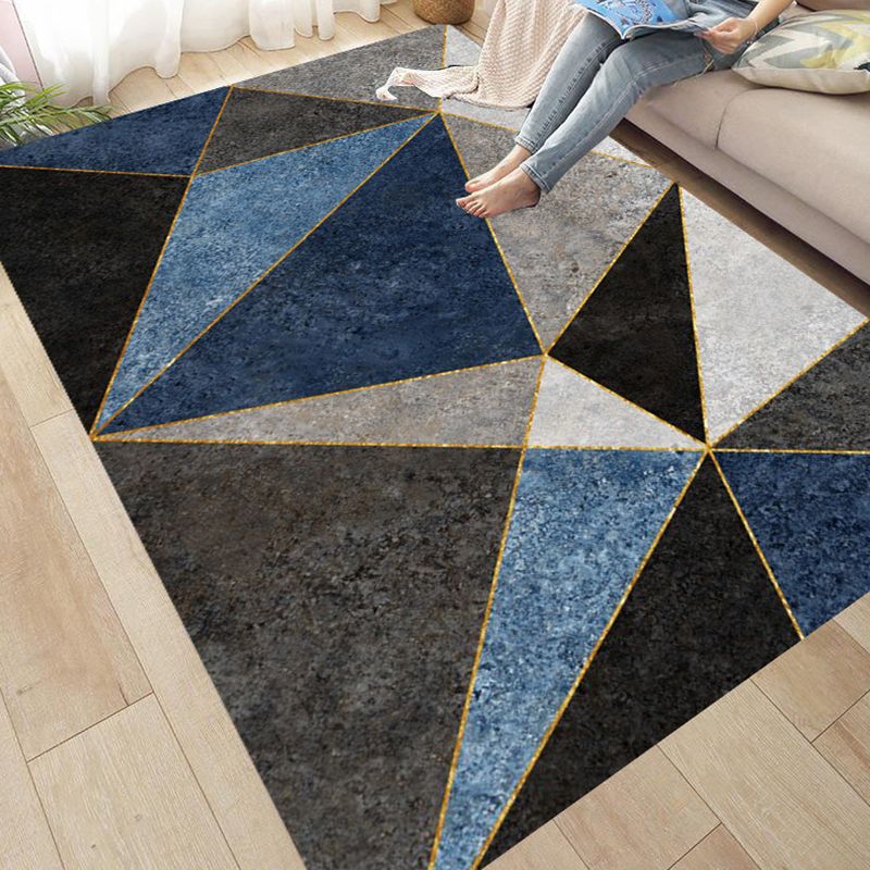 Dark Red Modern Rug Polyester Graphic Rug Non-Slip Backing Rug for Home Decoration