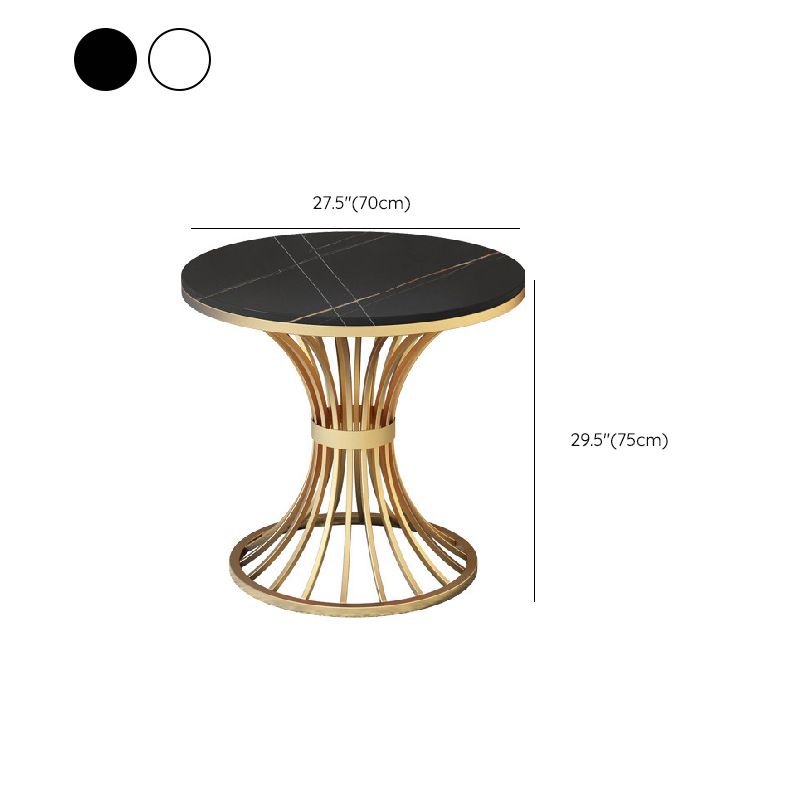 Traditional Luxury Round Dining Table Matte Finish Stone Top Dinette Table for Home