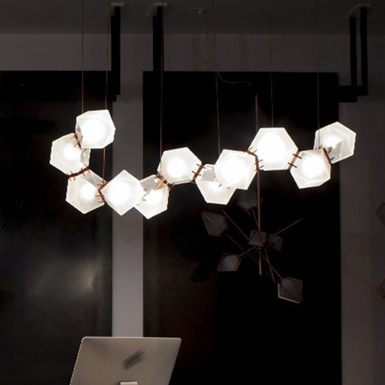 Frosted Glass Island Beleuchtung künstlerischer Esszimmer Suspension Licht in Gold