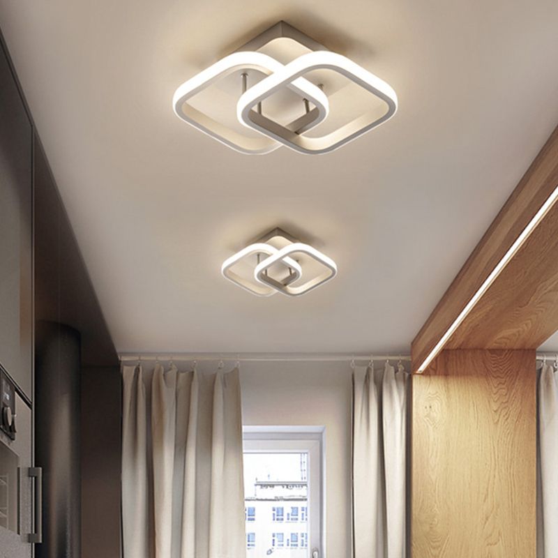 Geometric Semi Mount Lighting Simple Style Metal LED Aisle Semi Flush Light Fixture