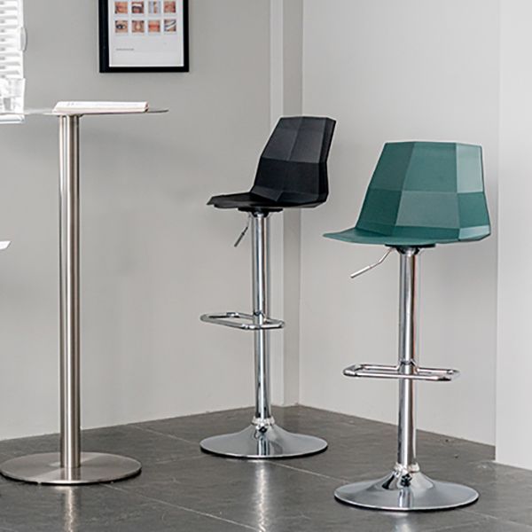 Industrial Backrest Armless Counter Stool Adjustable Iron Stool with Plastic Cushion