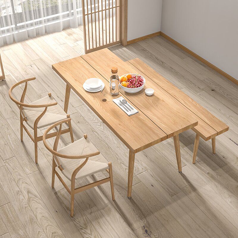 Modern 1/2/4 Pieces Beige Dinette Set Ash Wood Rectangle Dining Table Set