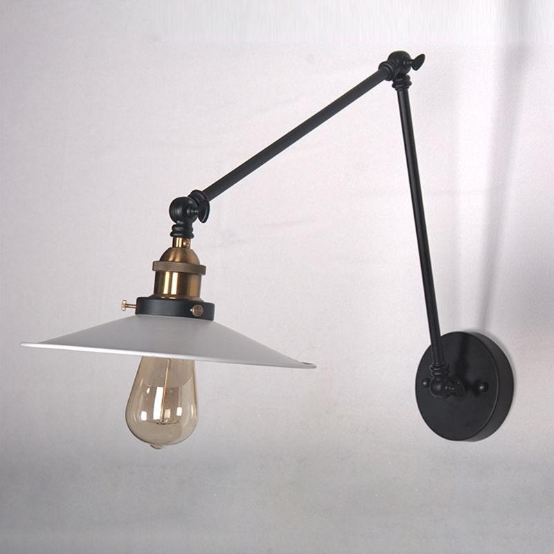 White Metal Cone Shade Industry Style Wandlampe 2 Abschnitte Schwung Retro-Wandleuchten für das Restaurant