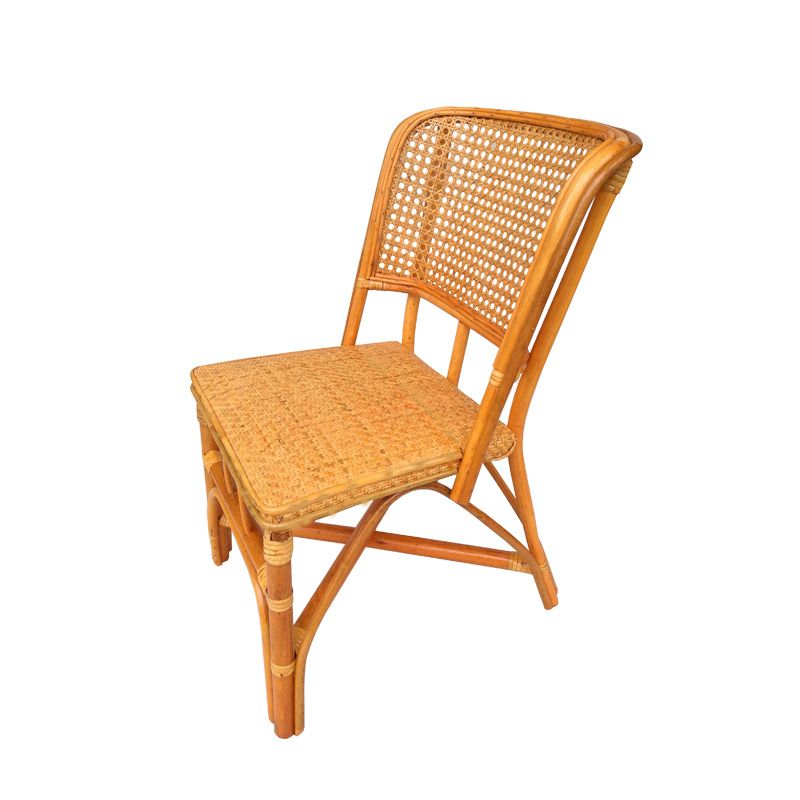 Tropical Natural Patio Dining Chair Rattan Armless Open Back