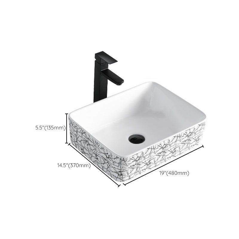 Contemporary Bathroom Sink Porcelain Rectangular Vessel Sink(Not Including Faucet)