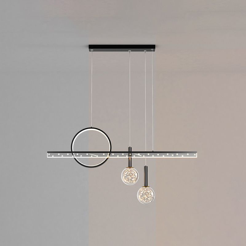 Modern Sphere Island Lighting Metal 4 Light Island Pendant Lights in Black