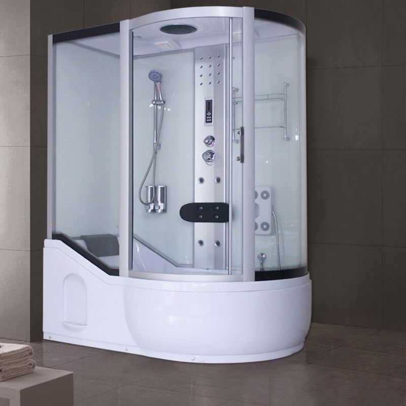 Round Tempered Glass Shower Enclosure with Base Kit Framed Tub & Shower Kit