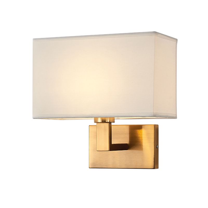 Metal Modern Wall Sconce Rectangle Shape Wall Light with Fabric Shade for Bedroom