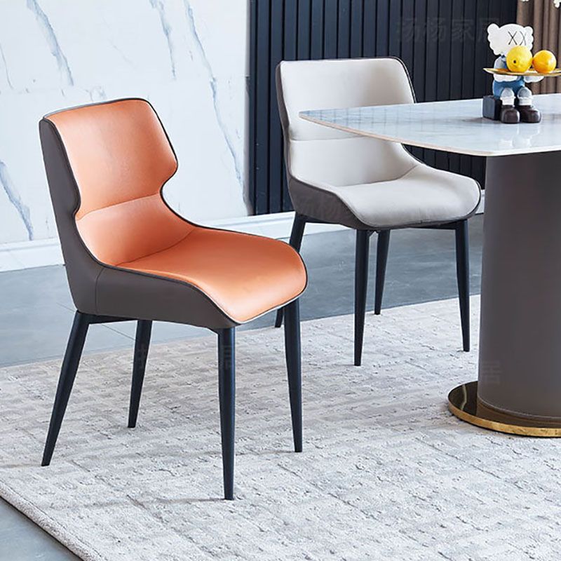 Silla de comedor tapizada de metal con respaldo industrial para el hogar (juego de 2)
