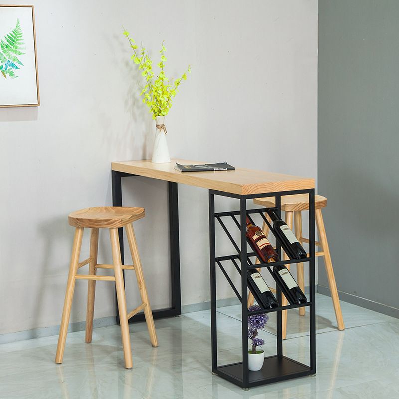 Contemporary Style Bar Table Set  1/2/3 Pieces Rectangle Bar Table with Wood Stools