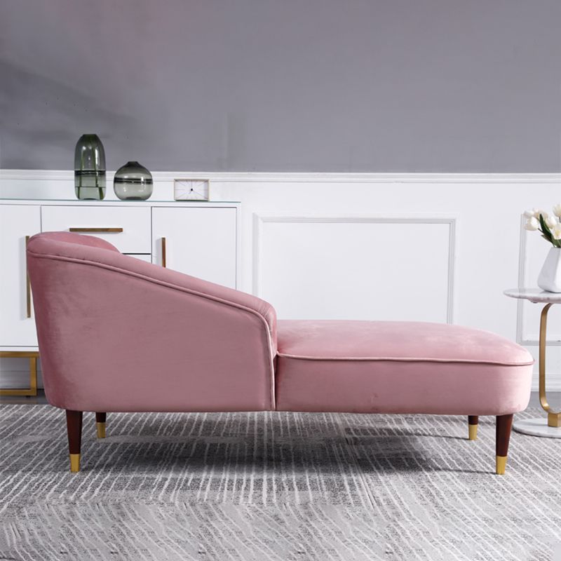 Wood One Armed Glam Chaise Rolled Arms with Legs for Living Room