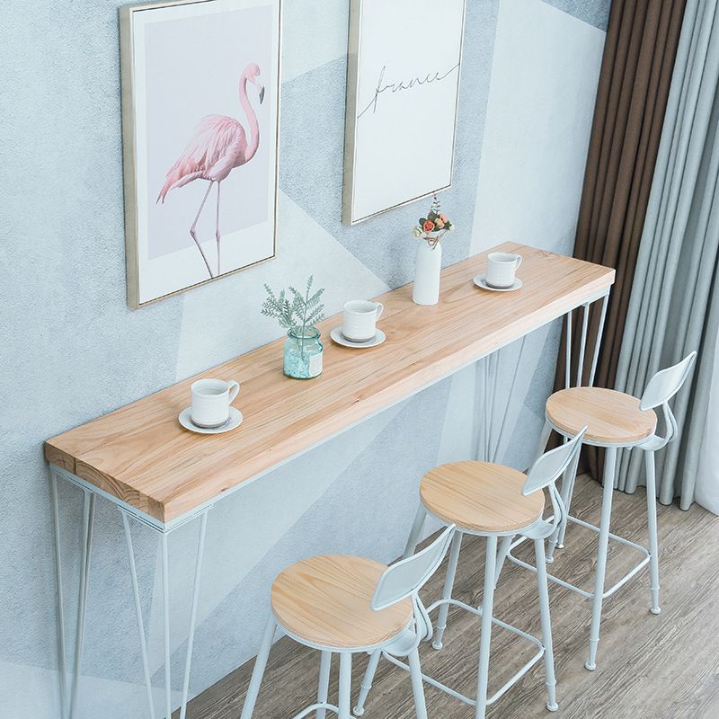 Natural Solid Wood Bar Table Modern Dining Table for Kitchen Living Room