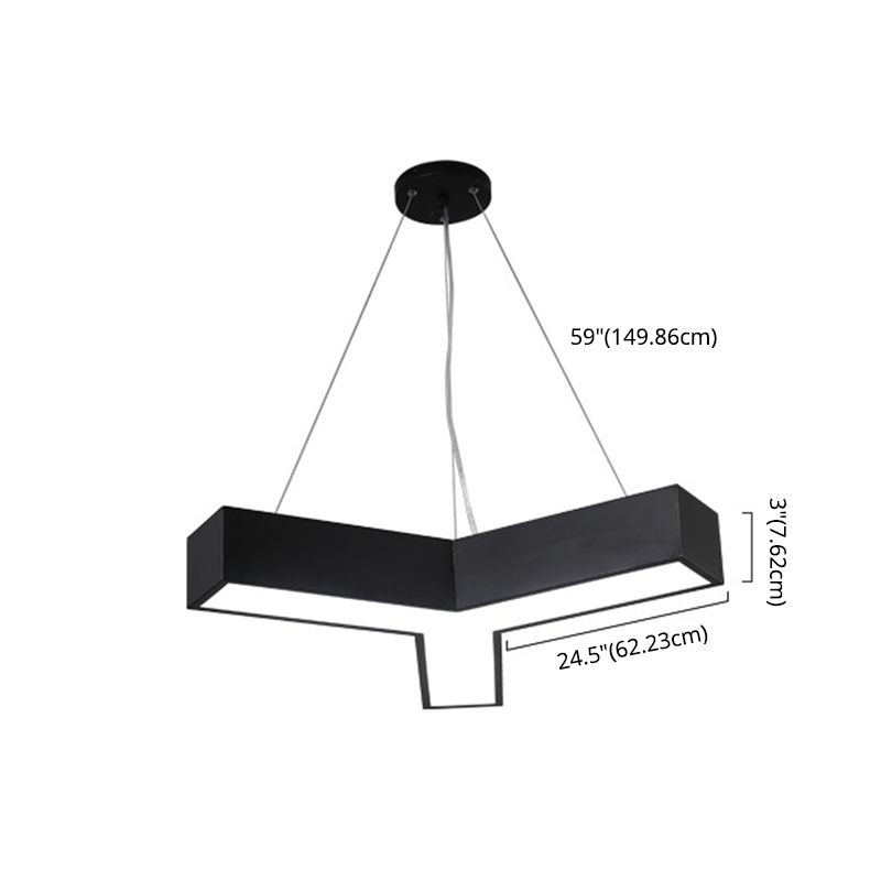 Y Shaped Acrylic Suspension Lamp Modern Black LED Pendant Light for Conference Room