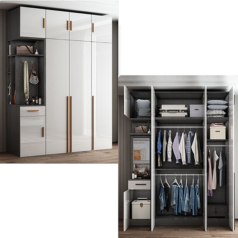 High Gloss White Modern Wardrobe Engineered Wood Storage Cabinet for Home