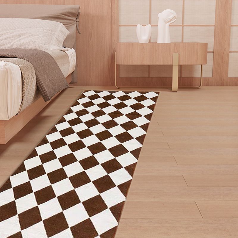 Colorful Lattice Rug Polyester Anti-Slip Backing Washable Rug for Home Decor