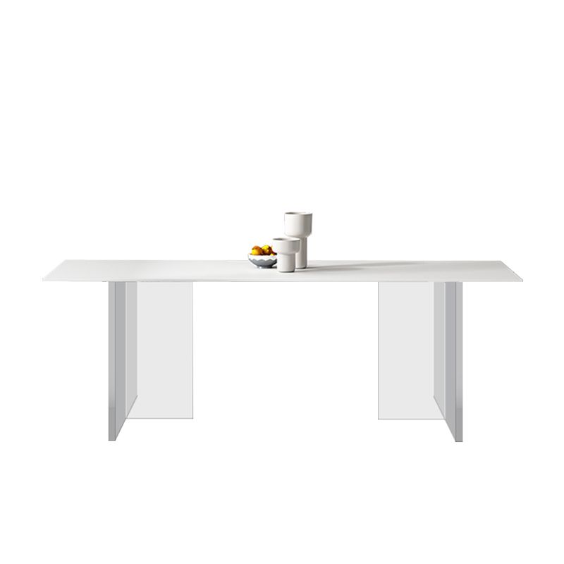 White Rectangle Dining Room Collection Modern Stone and Acrylic Table