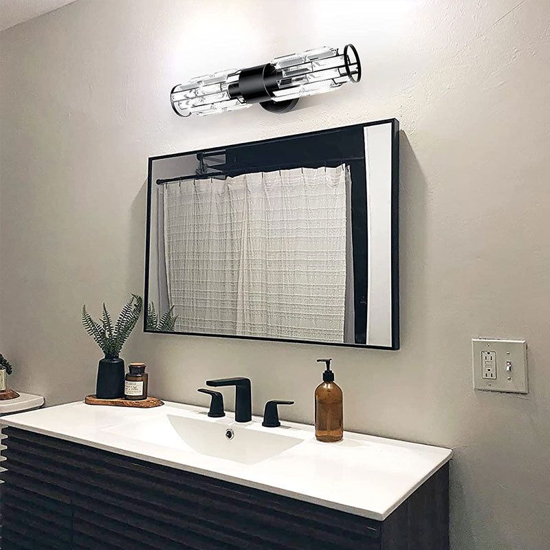 Crystal Modern Bath Sconce Cylinder 2 - Light Bathroom Vanity Lighting