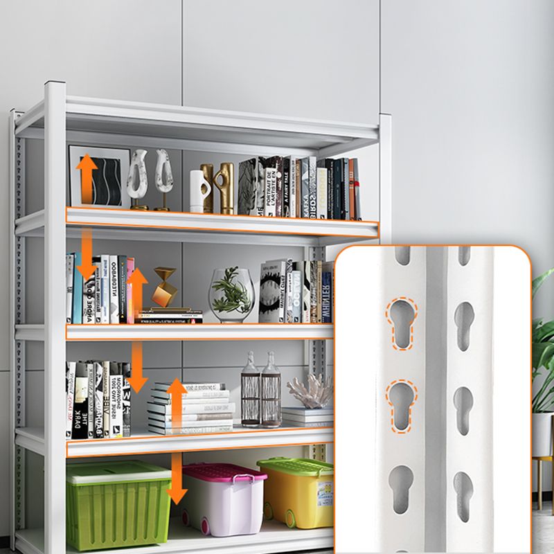 Modern Style Metal Bookshelf White Open Back Bookcase for Home Office