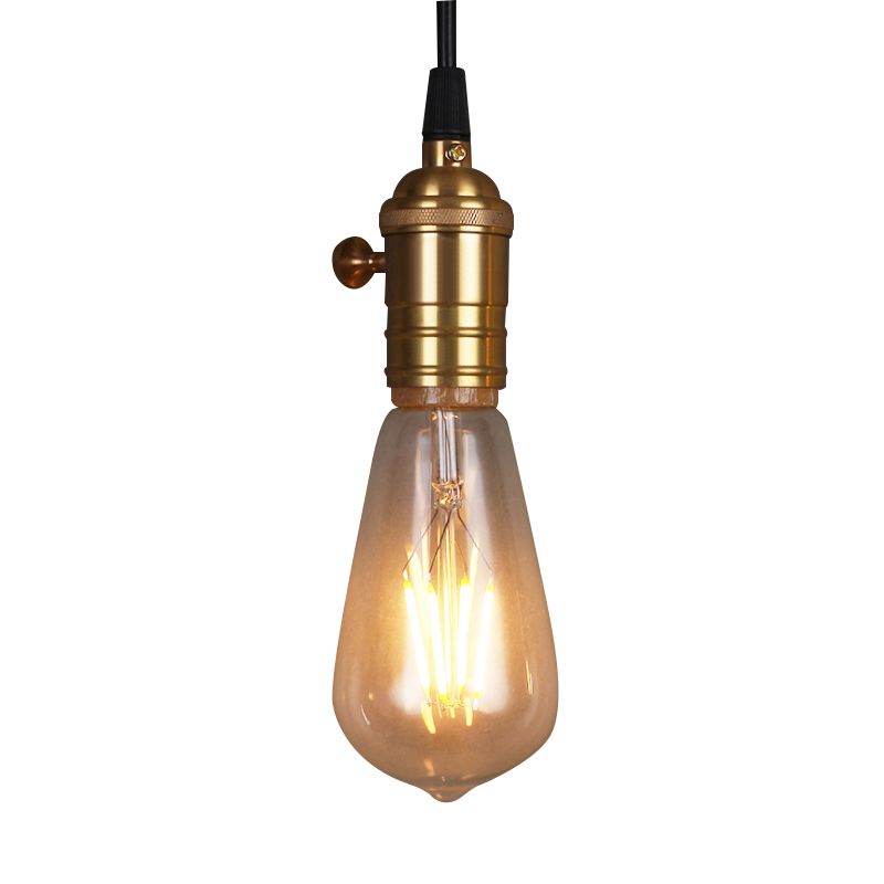 Acabado de latón 1 Lámpara de suspensión de cabeza Vintage Metal industrial Bombilla desnuda Luz de colgante para restaurante