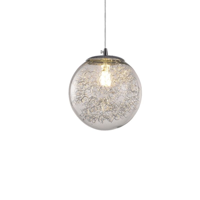 Luz de colgar esférica de vidrio transparente con alambre deco 1 iluminación colgante moderna