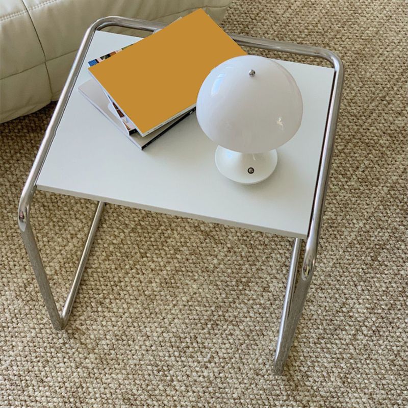 17.7" W Modern C Side Table Rectangular Glass/Wood Top End Table