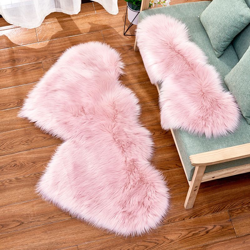 Double-Heart Shaped Modern Rug Multicolor Plain Carpet Stain Resistant Pet Friendly Non-Slip Backing Rug for Living Room